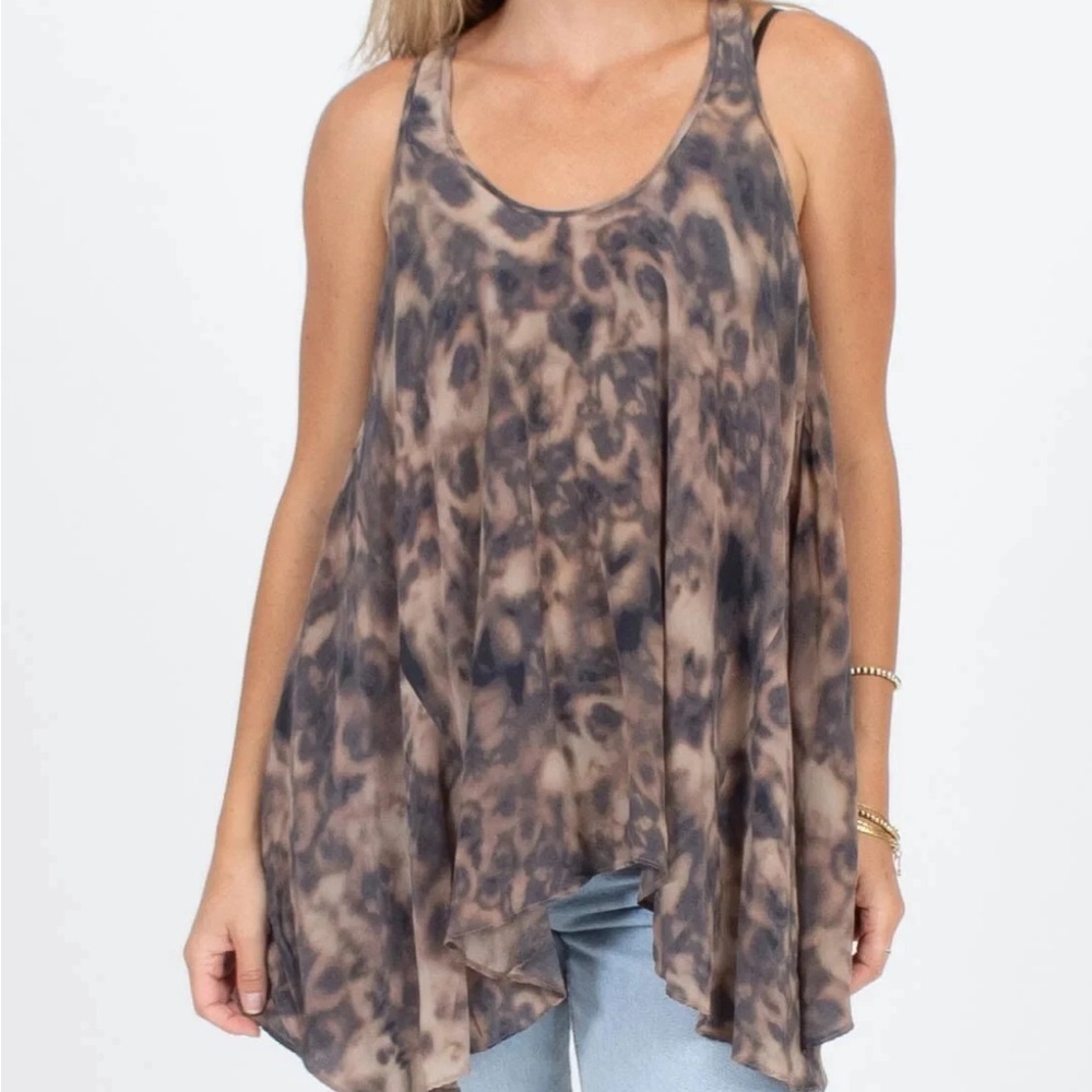 All Saints Women's S Spitalfields Lenoix Mea Print Silk Racerback Tank Top Flowy
